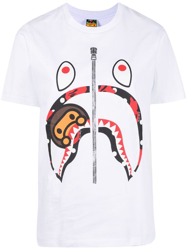 BAPE Came Milo Shark "White/red" Tee