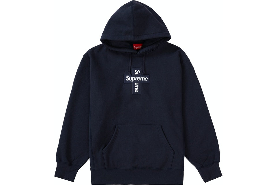Supreme Cross Box Logo "Navy" Hooded Sweatshirt